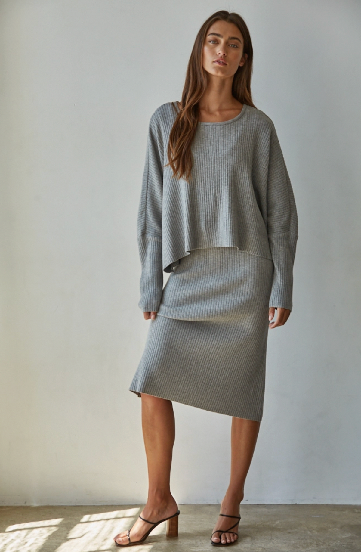By Together Grey Ribbed Dress