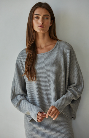 By Together Grey Ribbed Top