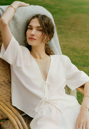 Z Supply La Belle Linen Top in White