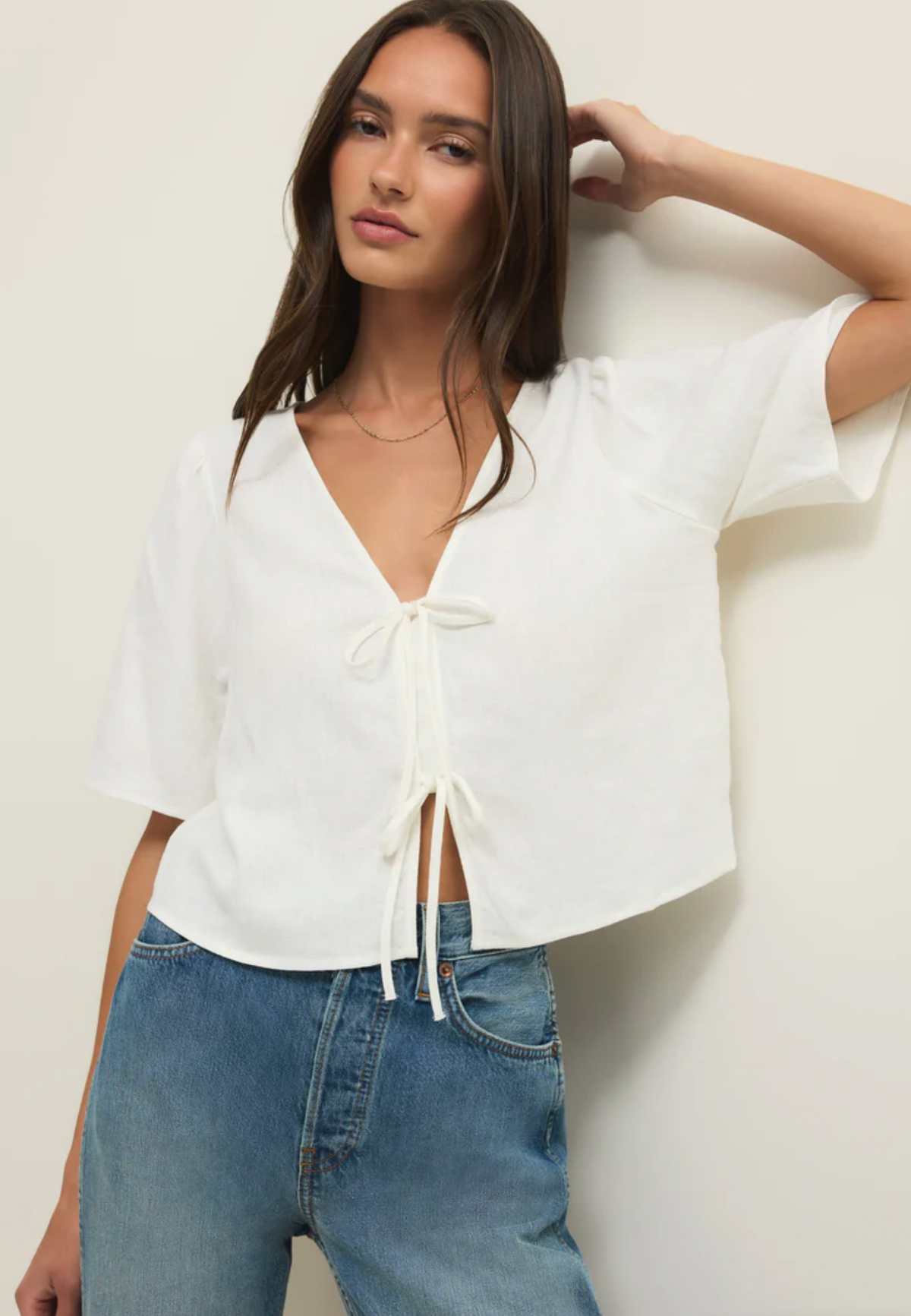 Z Supply La Belle Linen Top in White