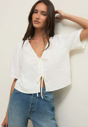 Z Supply La Belle Linen Top in White