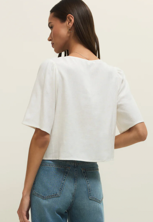 Z Supply La Belle Linen Top in White