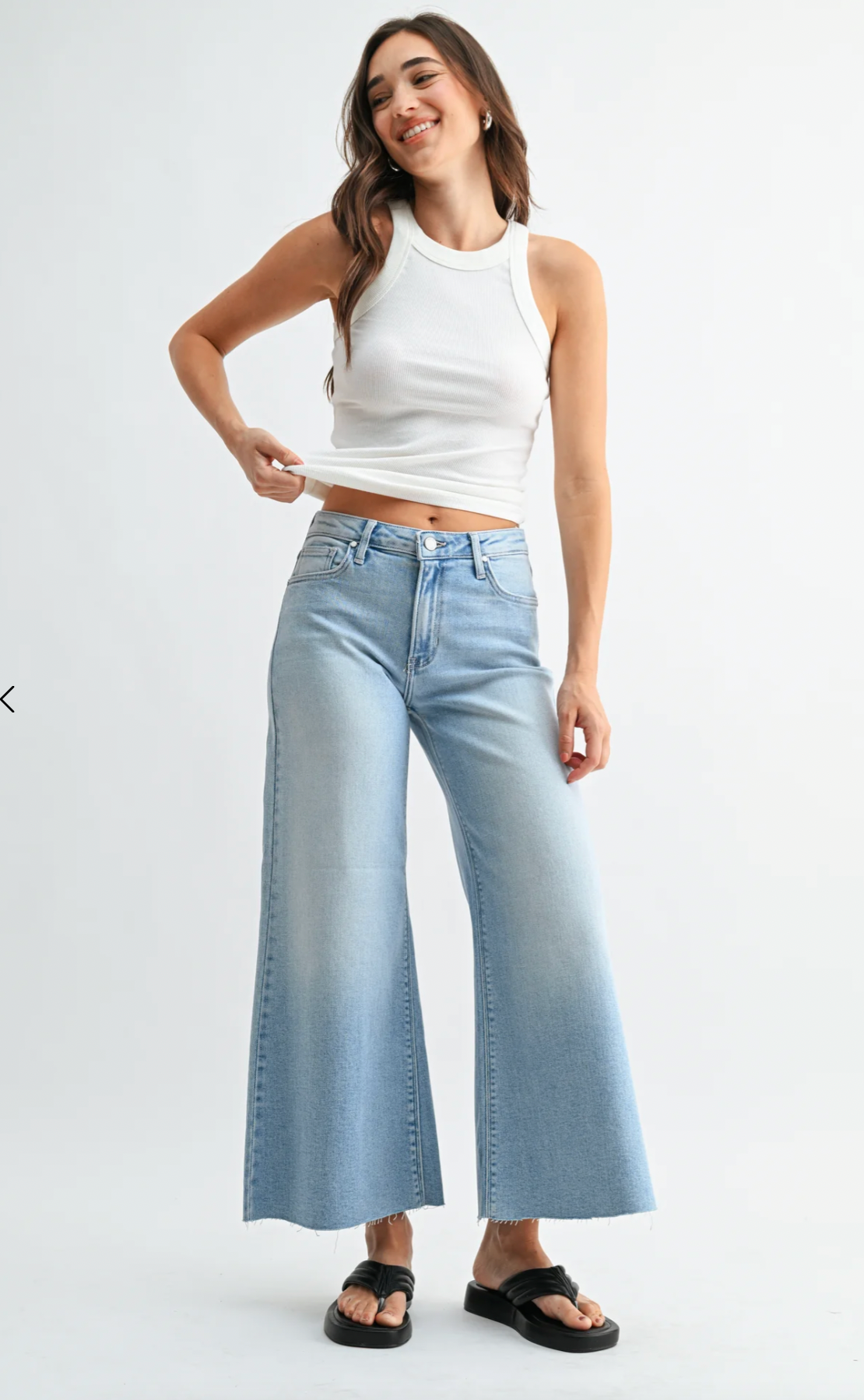 Just Black Denim Mid Rise Wide Leg Crop Light Denim Jeans