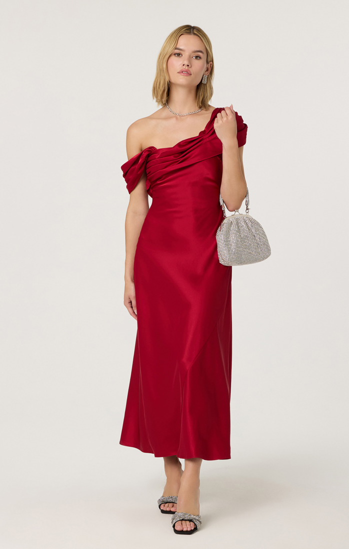 Astr the Label Alyssia Red Satin Dress