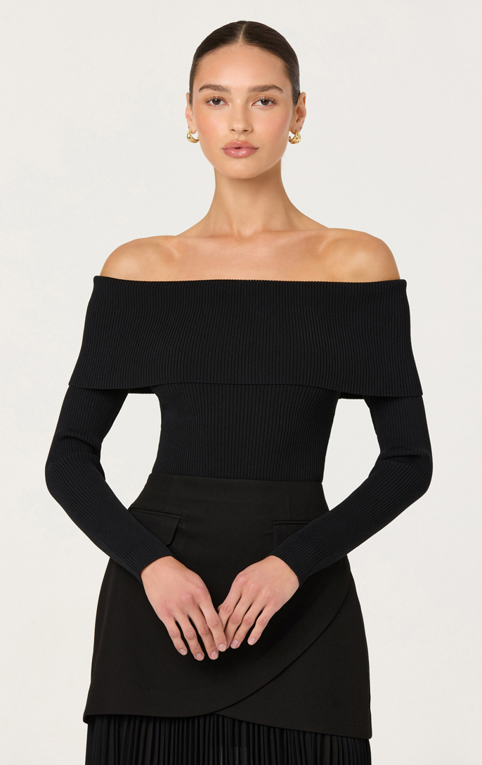 Astr the Label lidia Black Off Shoulder sweater