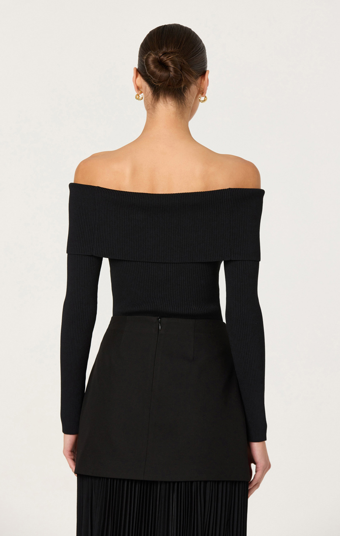 Astr the Label lidia Black Off Shoulder sweater