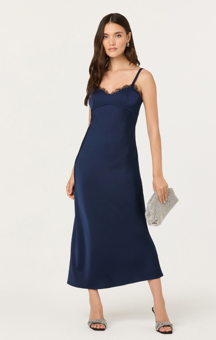 Astr the Label Nevaeh Navy Satin Dress Holiday
