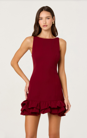Astr the Label Elexis Wine Ruffle Dress