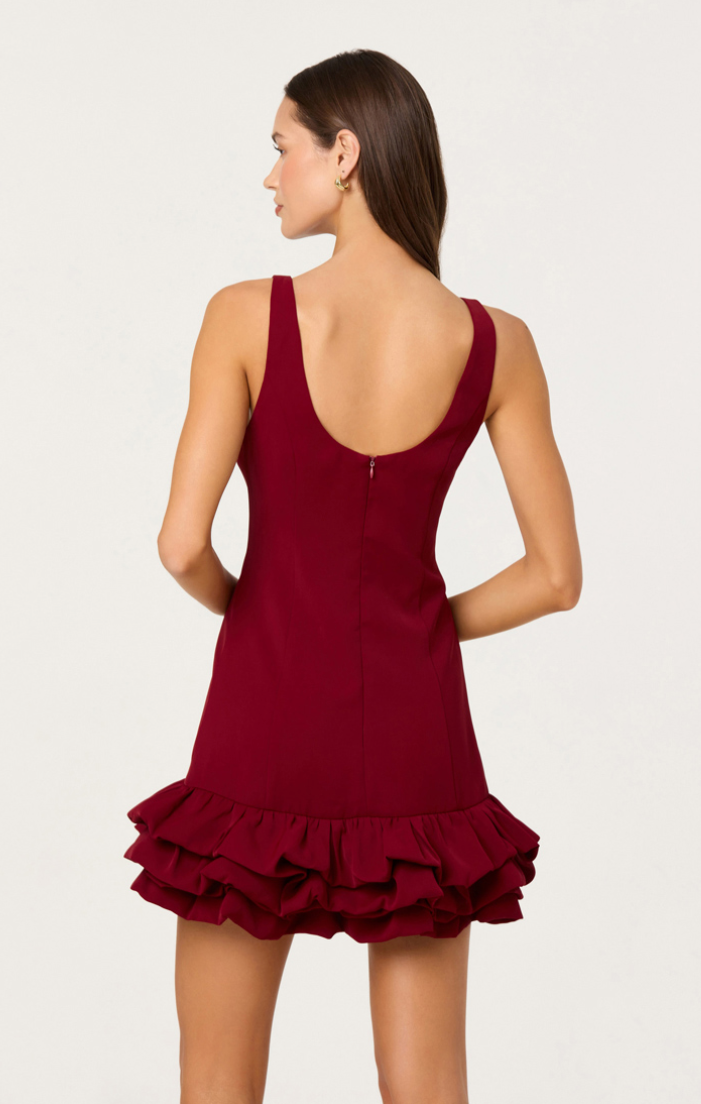Astr the Label Elexis Wine Ruffle Dress