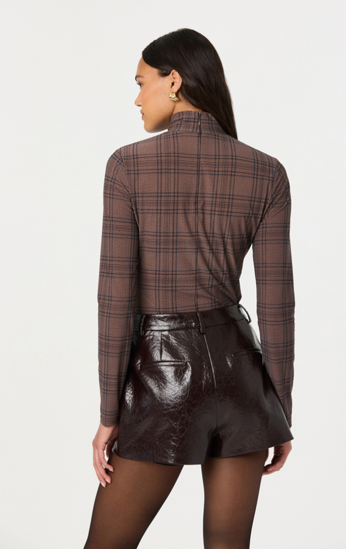 Astr the Label Lida Brown Plaid Top