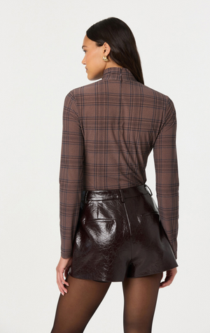 Astr the Label Lida Brown Plaid Top