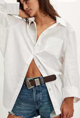 Free People Sabine Tailored Shirt in Parchment
