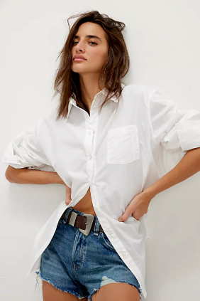 Free People Sabine Tailored Shirt in Parchment