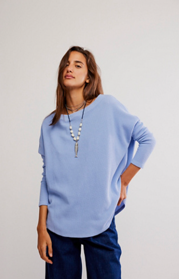 FREE PEOPLE LATTE BLUES THERMAL SOLID in DAWN BREEZE