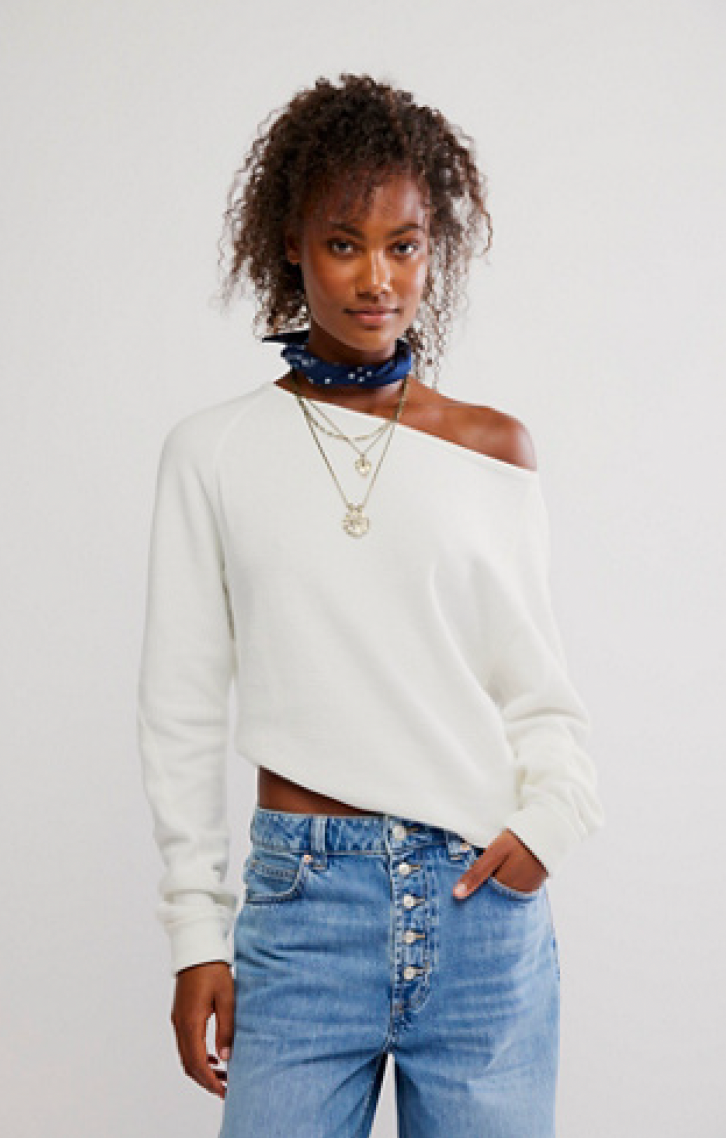 FREE PEOPLE JESS LONG SLEEVE in CLEAN IVORY