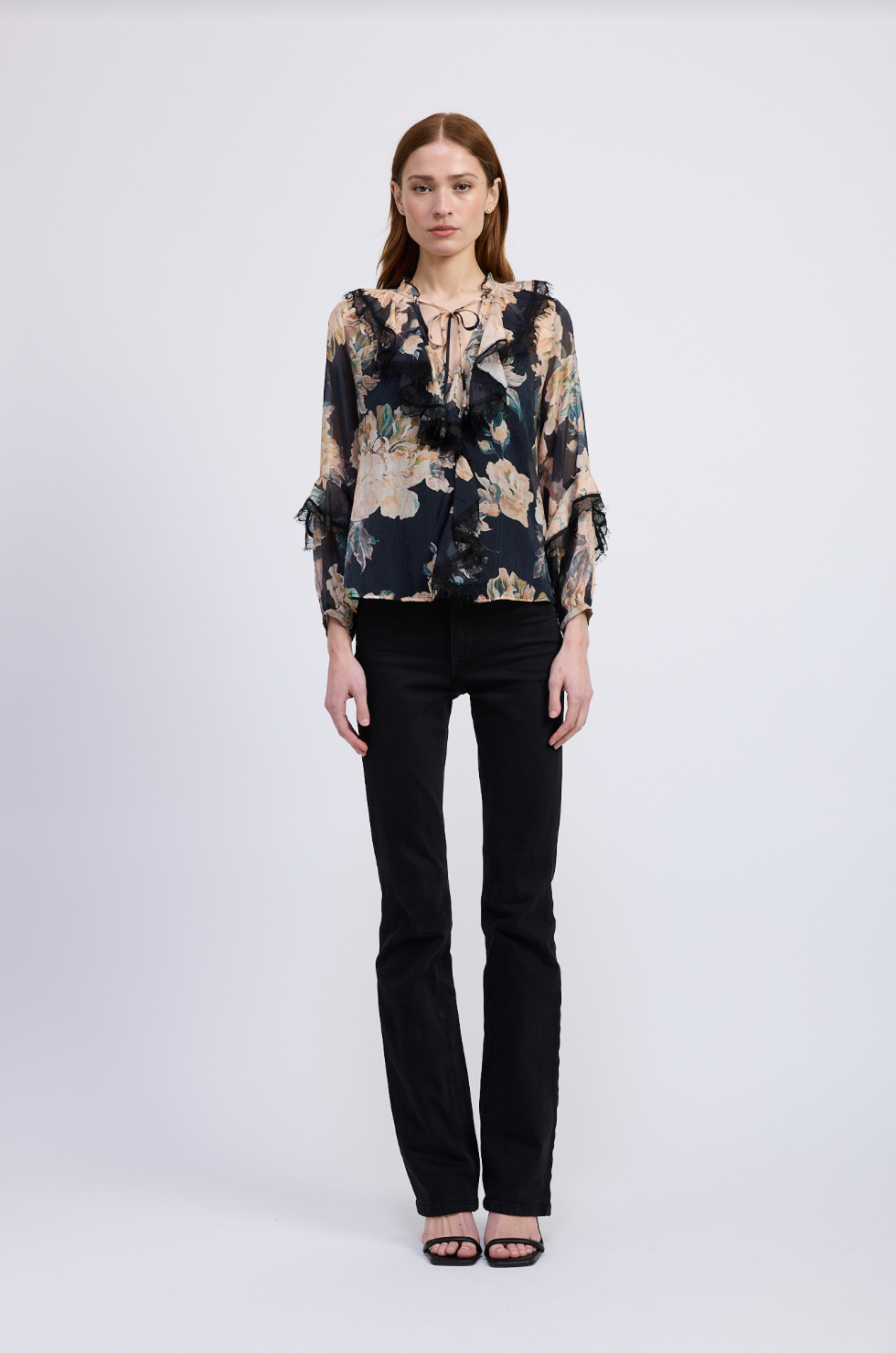 En Saison Peregrine Black Floral Blouse