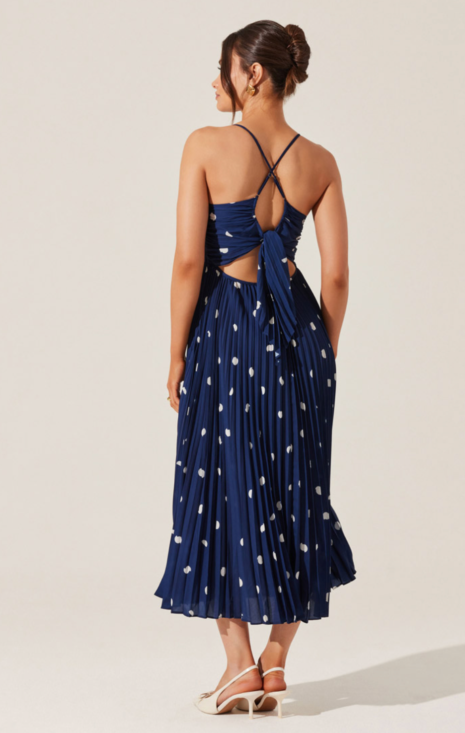 ASTR The Label Blythe Dress NAVY Polkadot