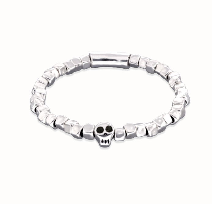 UNODE50 Beaded Stretch Bracelet with a Skull