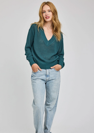 Jensen V-neck Sweater in Lagoon