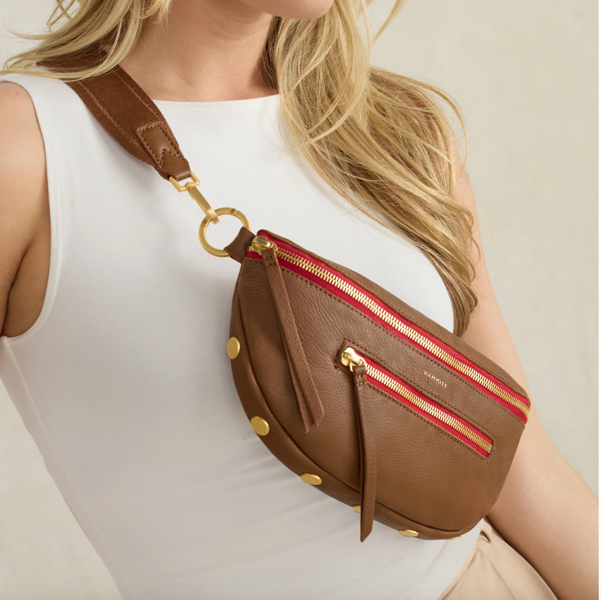 Hammitt Charles Crossbody Medium in Mahogany Pebble