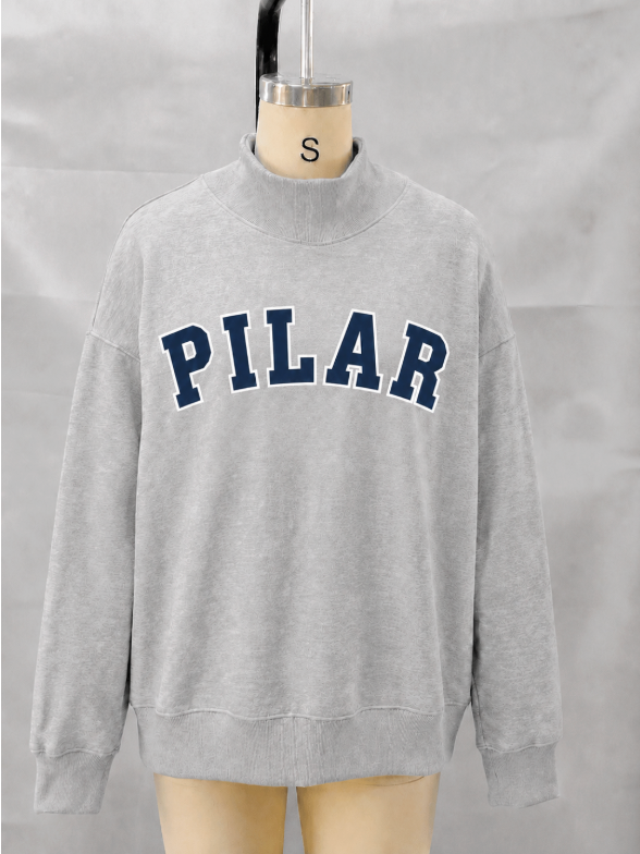 PILAR Grey Mockneck Sweatshirt