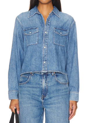 Citizens Of Humanity Baby Shay cropped shirt in Carolina blue