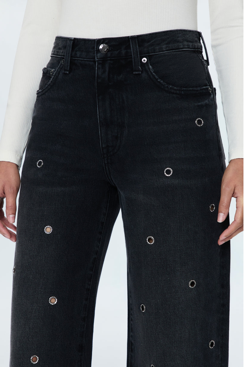 Pistola Hendrix Black Wash Grommet Jeans in Glamour