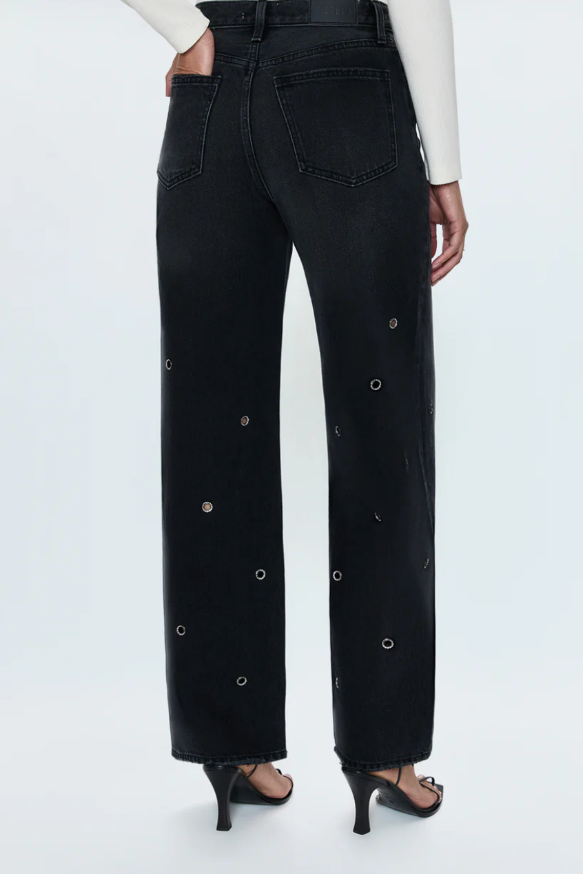 Pistola Hendrix Black Wash Grommet Jeans in Glamour