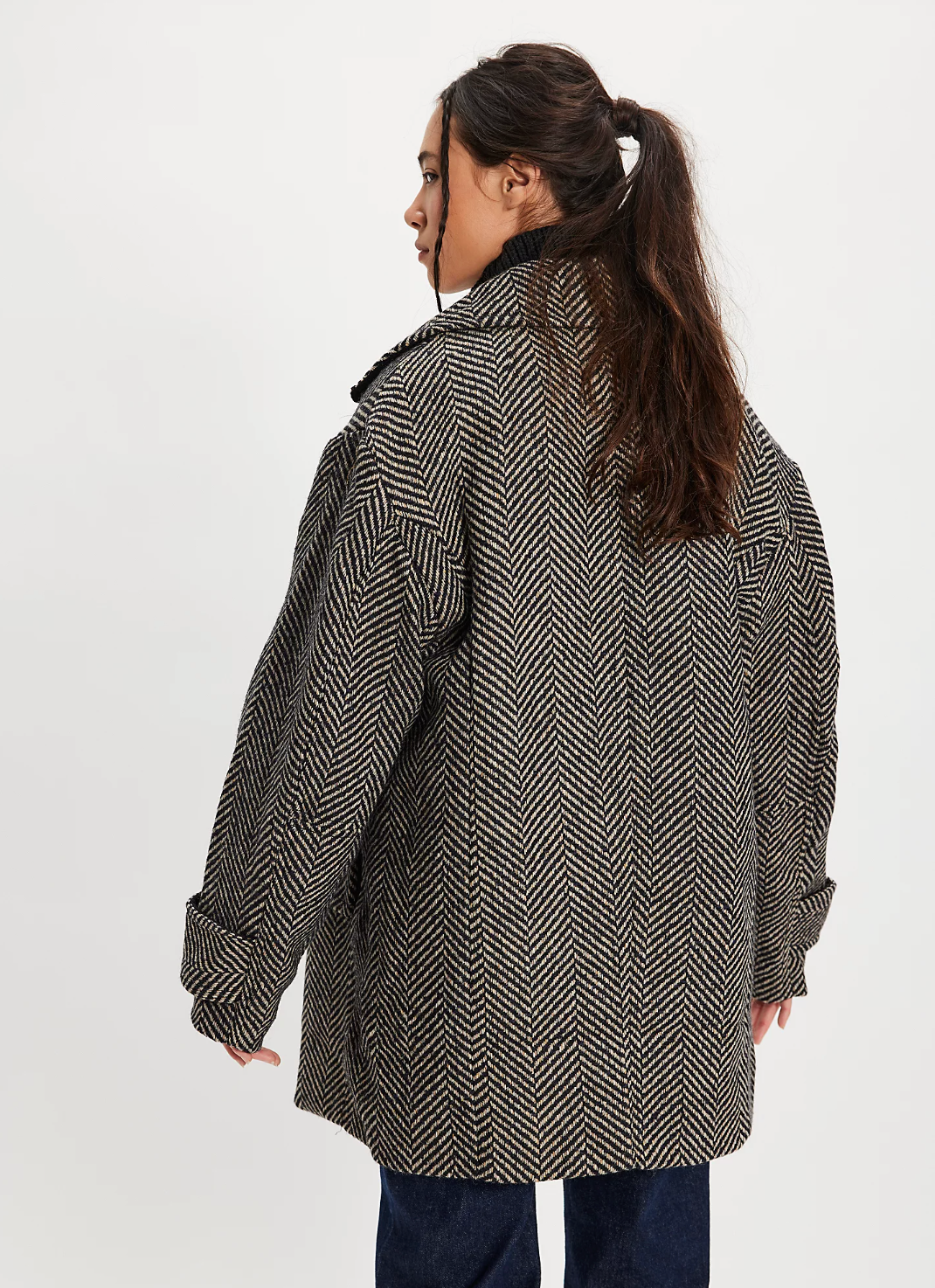 FREE PEOPLE Ari Wool Peacoat in Black