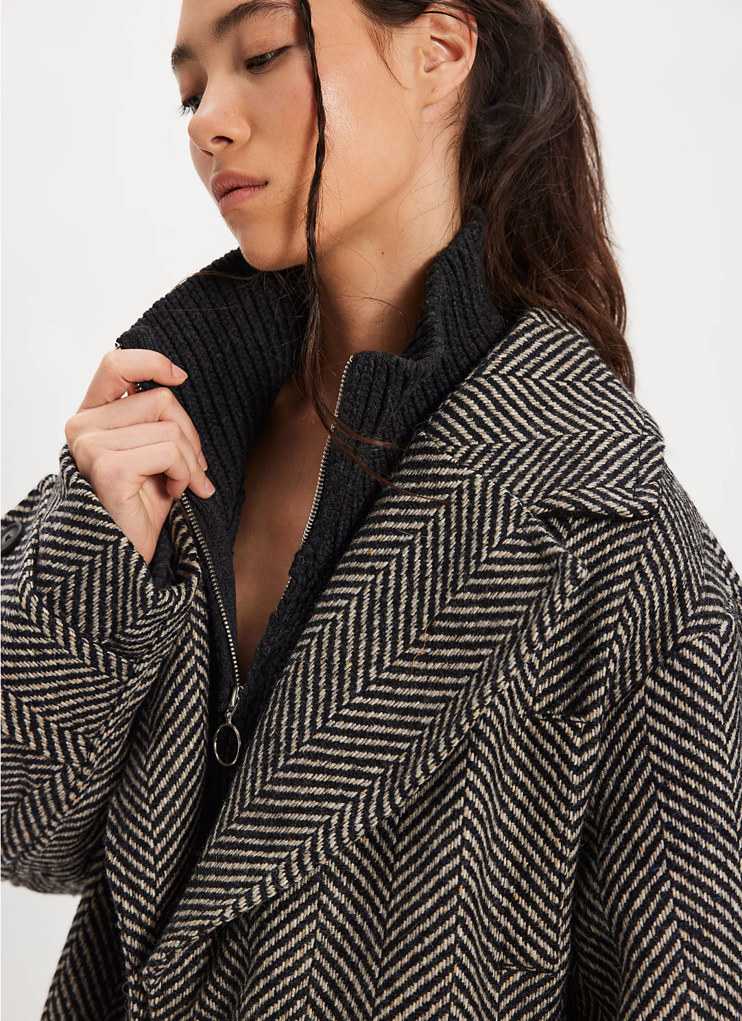 FREE PEOPLE Ari Wool Peacoat in Black