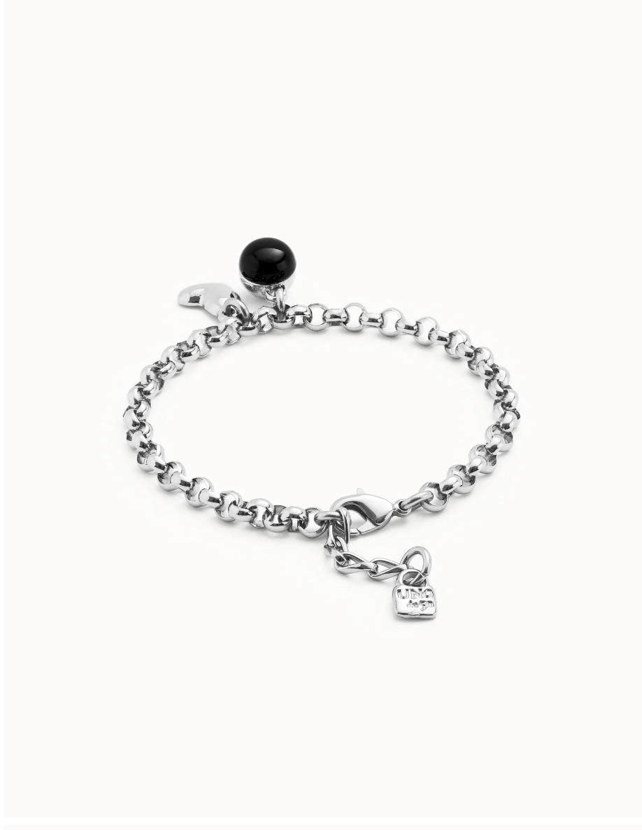 UNODE50 Link Chain Bracelet with Heart Charm and Murano Glass