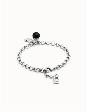 UNODE50 Link Chain Bracelet with Heart Charm and Murano Glass