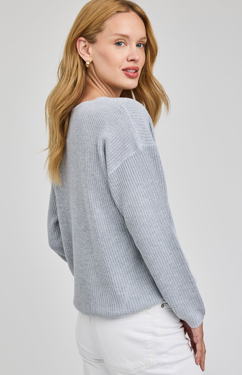 Gentle Fawn V-Neck Sweater in Grey 