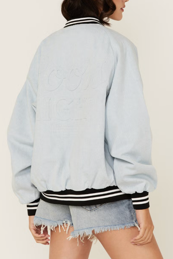 Laundry Room Coors Light Denim Bomber Jacket