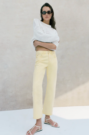 Pistola Lexi Mid Rise Bowed Straight in Day Glow Yellow