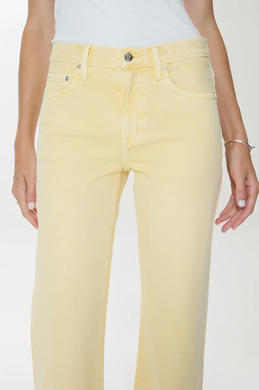 Pistola Lexi Mid Rise Bowed Straight in Day Glow Yellow