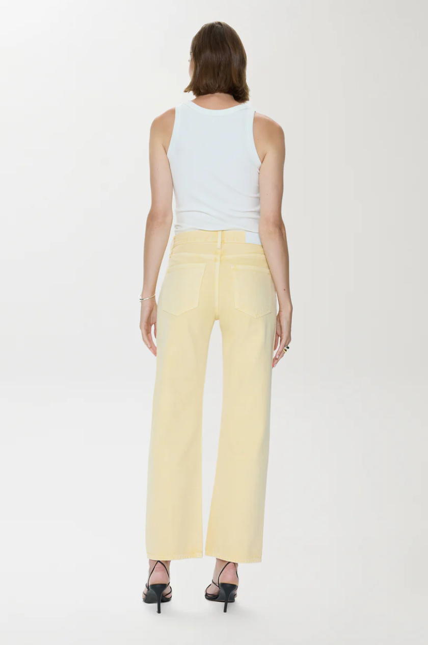 Pistola Lexi Mid Rise Bowed Straight in Day Glow Yellow