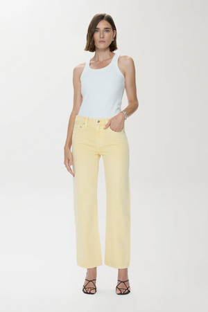 Pistola Lexi Mid Rise Bowed Straight in Day Glow Yellow