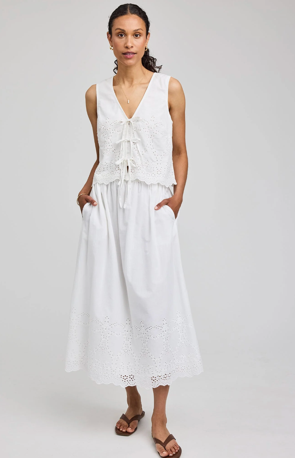 Rhea Tie-Front Tank in White