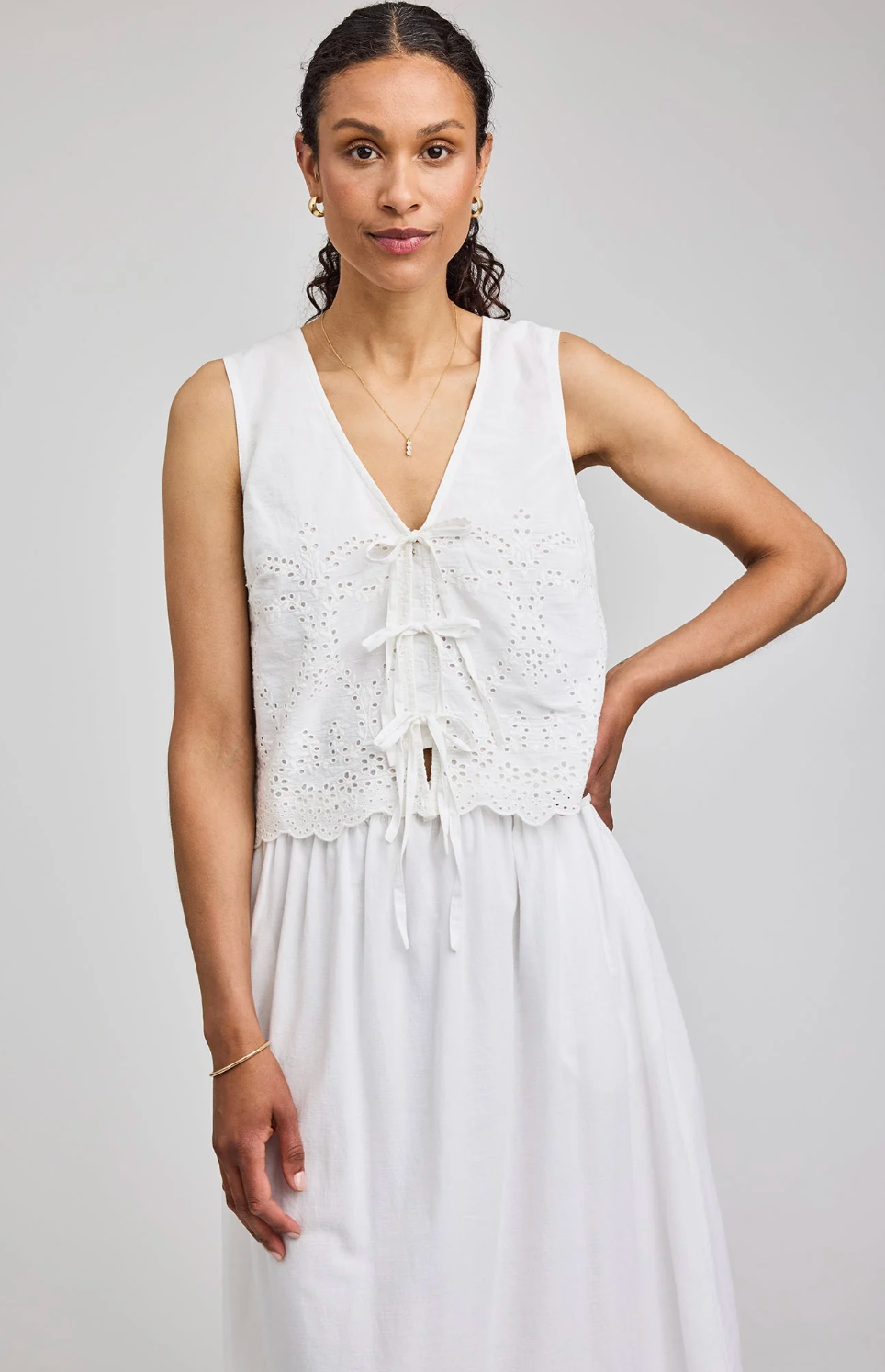 Rhea Tie-Front Tank in White