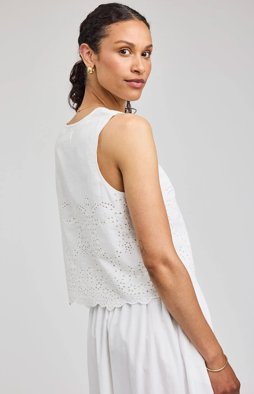 Rhea Tie-Front Tank in White