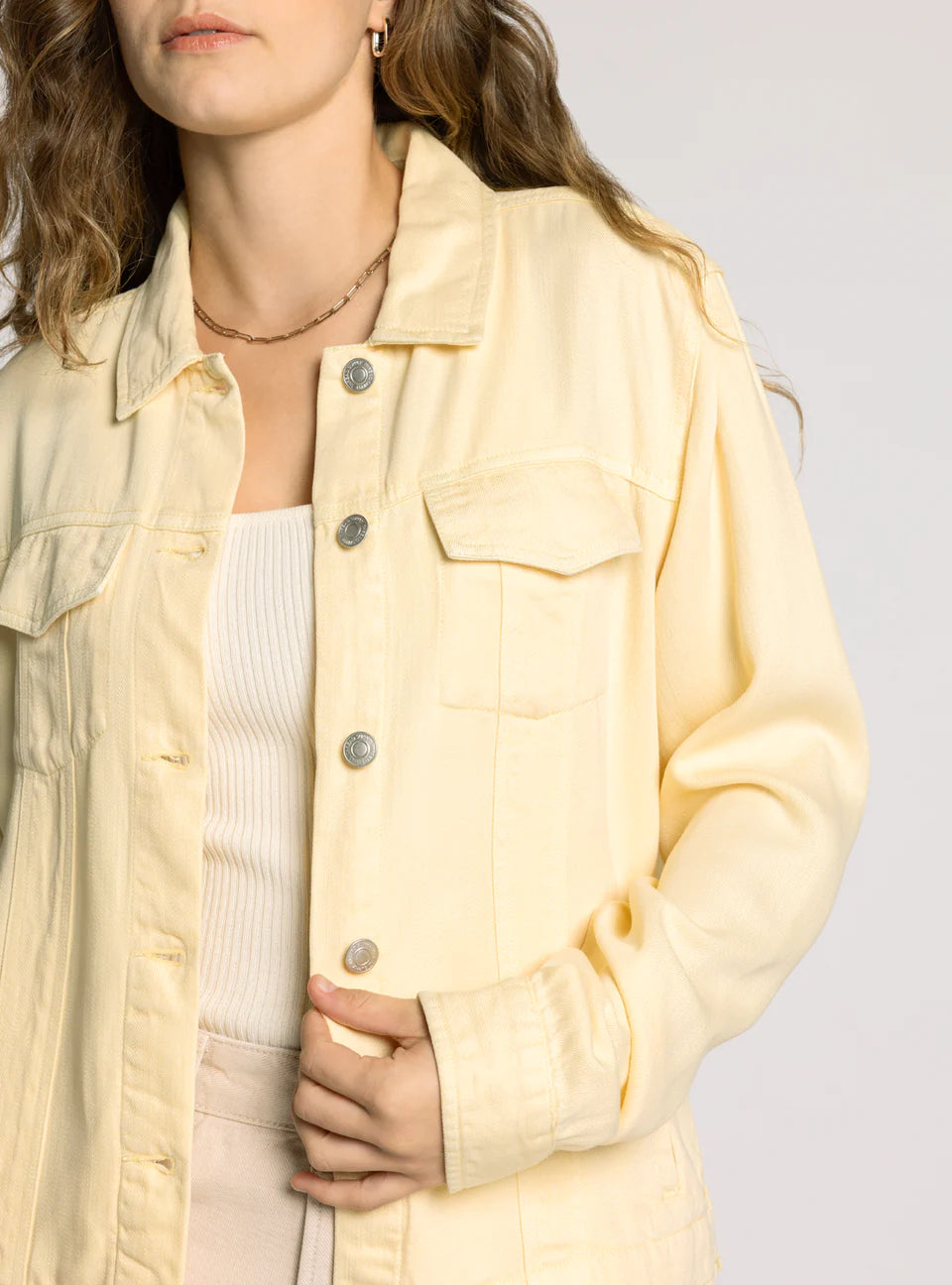 Jackie Denim Jacket in Butter Yellow
