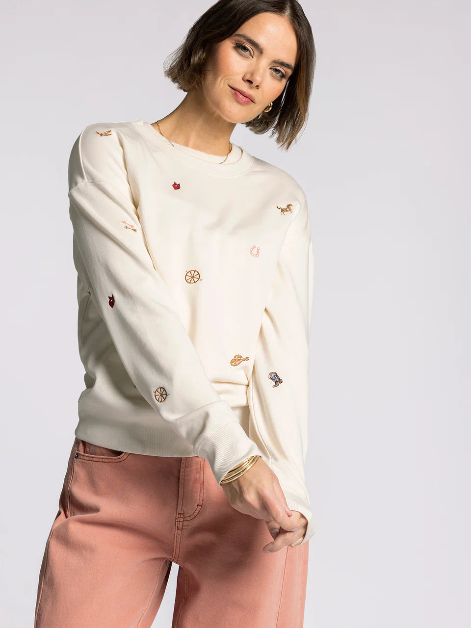 Road Trip Western Sweatshirt in Oatmeal