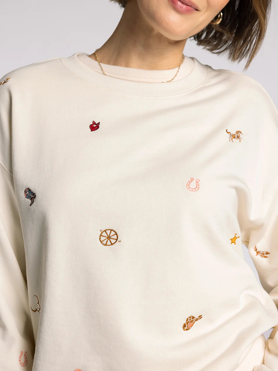 Road Trip Western Sweatshirt in Oatmeal