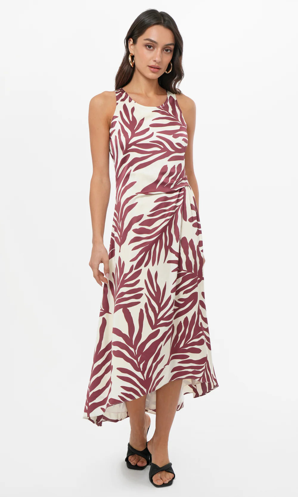 Greylin Tessie Side Tucked Midi Slip Dress