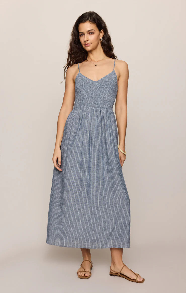 Z Supply Romy Striped Maxi Eclipse Gray Dress