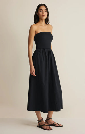 Z Supply Sunsought Strapless Midi Black Dress