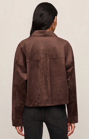 Z Supply All Day Cropped Suede Jacket in Dark Chocolate