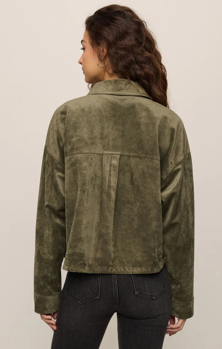 Z Supply All Day Cropped Suede Jacket in Monstera
