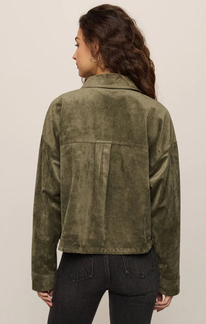 Z Supply All Day Cropped Suede Jacket in Monstera